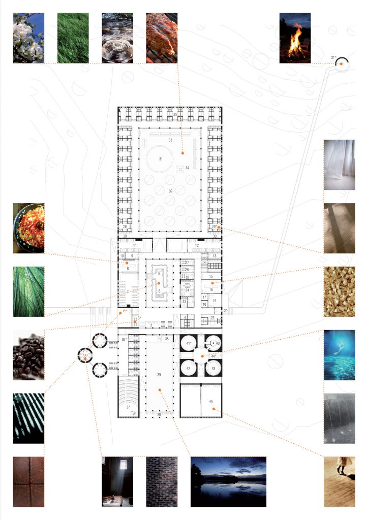 Med inspiration från medeltida klosterkomplex, projektet utvecklades för att skapa en känsla av retreat och gemenskap genom byggnadernas omfamnande form, deltagandet i daglig ritual, gemensamma aktiviteter och självförsörjning. Byggnaderna har utformats på ett tydligt sätt, centrerad kring innergårdar som erbjuder sensoriska upplevelser som varierar både dagligen och från säsong till säsong som en form av "upplevelsekalender". Formspråket varierar från de intima/småskaliga patientrum till de uttrycksfulla gemensamma terapirum, men det underliggande temat i hela komplexet är "enkla nöjen".