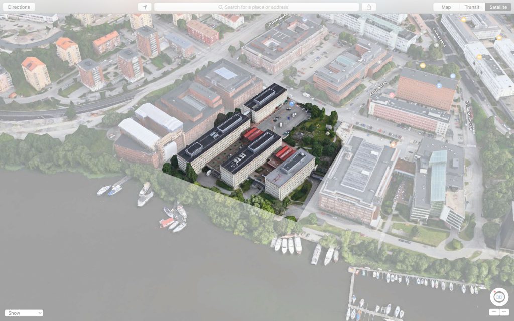 Kontorskvarter Nöten 5 / Solna Strand / Stockholm. Bild: Apple maps